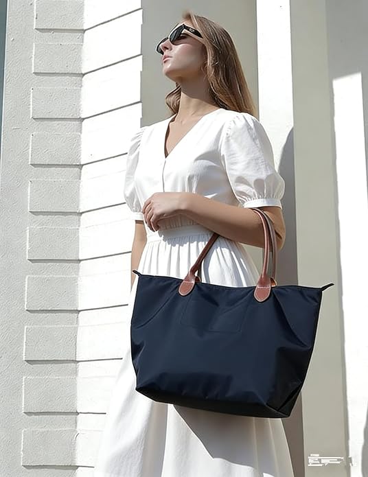 Large Tote Bag for Women Work, Lightweight Nylon Laptop Tote Handbag Purse Carryall with Compartments, Waterproof Travel bag | foldable tote bag - Image 2