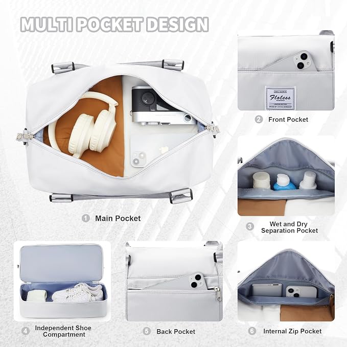 Travel Duffel Bag, Sports Tote Gym Bag, Shoulder Weekender Overnight Bag for Women - Image 6