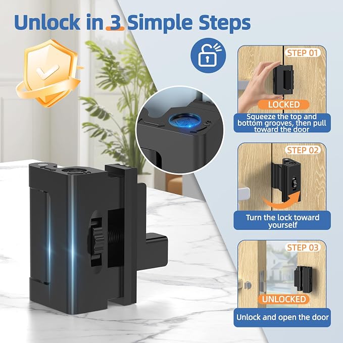 Portable Door Lock, Door Reinforcement Lock, Black-1PC | No Drilling Door Security Latch Stopper for Travel, Apartment and Hotel Room Doors, Adjustable Design, Withstands 800 lbs - Image 6