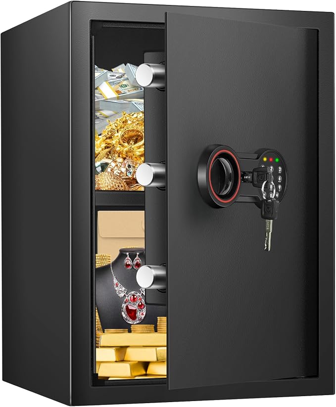 [19.7" Tall] Large Home Safe Box with Fireproof Waterproof Bag | Dual Alarm System, Digital Keypad and Spare Keys, Wall/Floor Mountable for Home Money Firearm Documents Medicines by BuildYourSafekeepingSystem