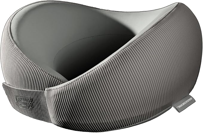 Skechers Men's Memory Foam Neck Pillow, Comfortable & Breathable Travel Pillow,Neck Pillow Airplane for Travel, Car Rides, Home, and Office Use, Ergonomic Design for Men and Women,Grey by Unknown
