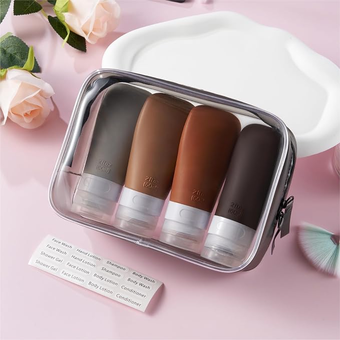 INSFIT Travel Bottles for Toiletries, TSA Approved 3oz Travel Size Containers, BPA Free Leak Proof Squeezable Silicone Tubes for Shampoo Conditioner Lotion Body Wash with Labels - Image 7