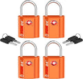 Forge Small TSA Approved Luggage Locks: Ultra Secure Dimple Key Travel Locks Alloy Body. for Luggage, Travel Cases, Backpacks, Orange 4 Pack. by Forge