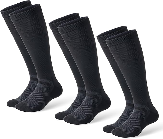 Compression Socks for Women and Men,Mild Support(3 Pairs) Unisex | Knee High,Graduated Compression,L/R Foot Labels,Breathable Fabric,Best for Flying/Nurses/Travel/Cycling/Pregnancy/Daily Wear by musesox