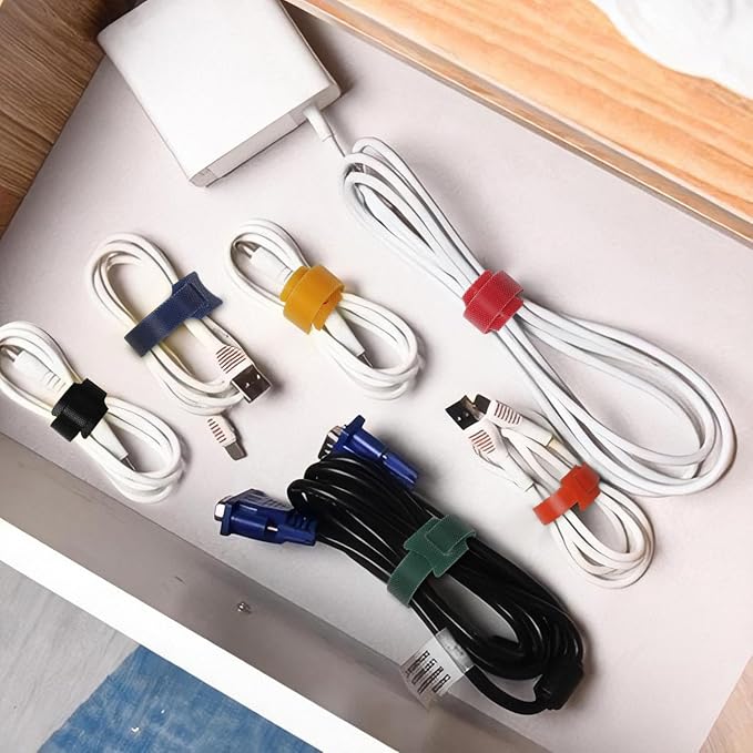 102 Pcs Cable Ties, 4+6+8+10 inch Reusable Multi-Colour Cable Ties Wire Ties Cord Organizer Cable Organizer Adjustable Cable Management for Cable Management - Image 4