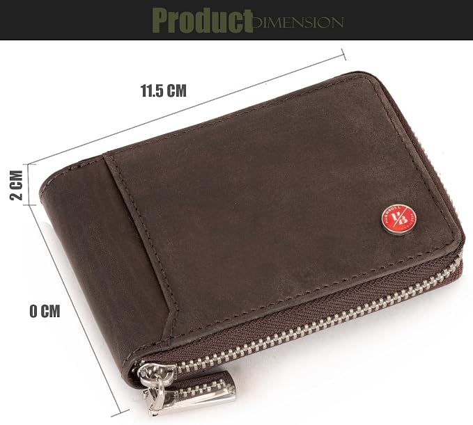 HORNBULL Steve RFID Blocking Leather Wallet for Men | Vertical Credit Debit Card Holder, Zip Around Wallet (Brown) - Image 5