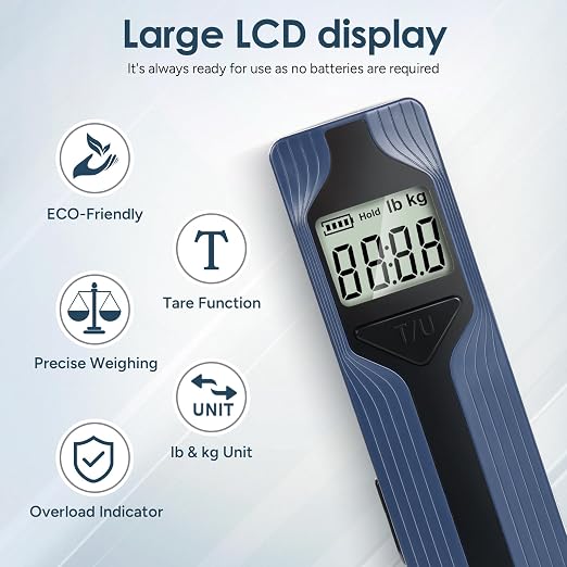Battery-Free Luggage Scale – No Batteries Needed, Portable Digital Hanging Suitcase Weight Scale for Air Travel & Checked Bags, 110lb/50kg, LCD Display, Compact Travel Accessory - Image 2