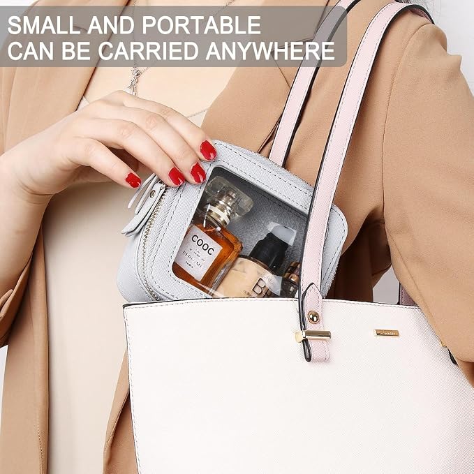 Pinkmik Small Makeup Bag Mini Clear Cosmetic Case, Gray, MINI | Zipper Closure, Toiletry Bag, Purse Organizer, Car Essentials - Image 2