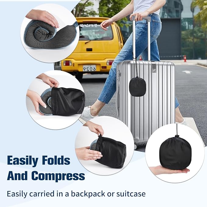 Cirorld Neck Pillow for Traveling, Travel Pillows for Airplanes,100% Pure Memory Foam Travel Neck Pillow, Adjustable Flight Pillow, Portable Plane Accessories with Eye Mask, Earplugs, Carry Bag - Image 8