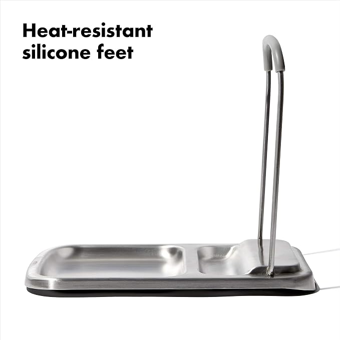 OXO Good Grips Stainless Steel Spoon Rest with Lid Holder | Holds Multiple Utensils & Pot Lids While Cooking, Folds Flat for Storage, Ideal for Stovetop and Countertop Organization - Image 5