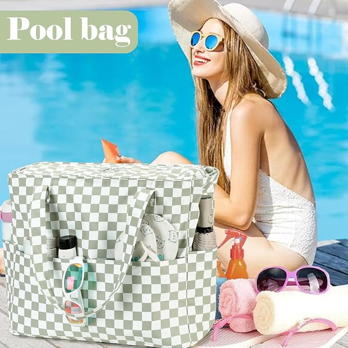 LEDAOU Beach Bag Waterproof Sandproof Women Beach Tote Pool Bag with Zipper for Swim Gym Grocery Travel with Wet Pocket | Sandproof - Image 2