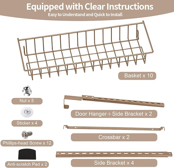 ElegantArray 10-Tier Pantry Door Organizer, Brown | Over The Door Pantry Organizer Rack and Storage, Hanging Spice Rack Shelves Door, Home Office Laundry Room Bathroom & Kitchen - Image 8