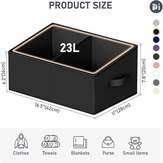 DIMJ Trapezoid Storage Bins for clothes - 5 Packs Closet Organizers and Storage Baskets, Foldable Closet Baskets with Handles and Divider, Closet Storage Bin Toybox for Shelves Living Room Bedroom - Image 2