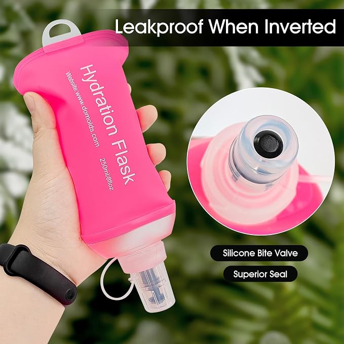 GUYI GYGYL Soft Flask, Collapsible Water Bottle for Sports, 250ml Pink | TPU Collapsible Water Bottle for Hydration Pack, Running Vest, Leak-Proof Folding Bottle for Hiking Cycling Climbing Jogging - Image 7