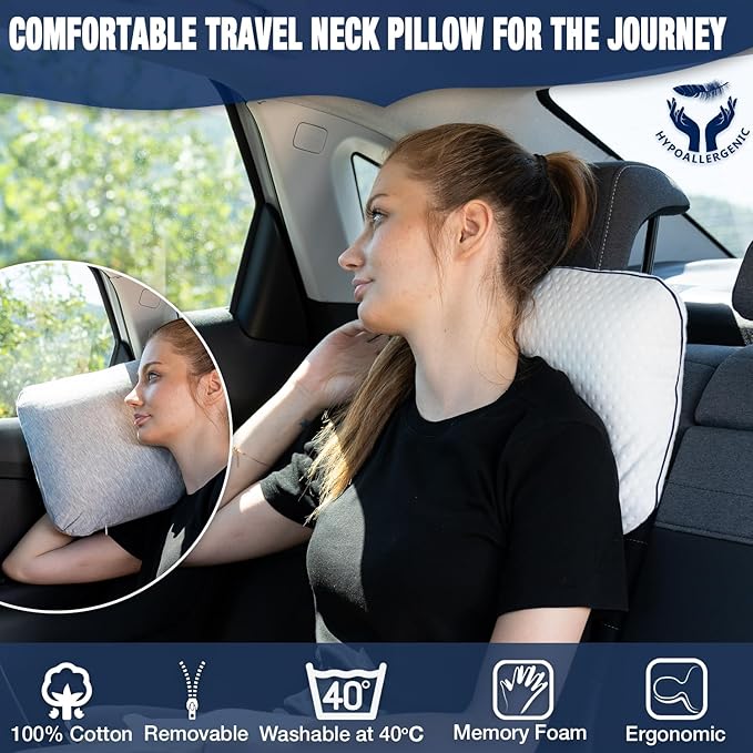 alkamto Travel & Camping Comfortable Memory Foam Pillow – Easy to Carry Portable Bag – Temperature Regulating Pillow Case - Image 3