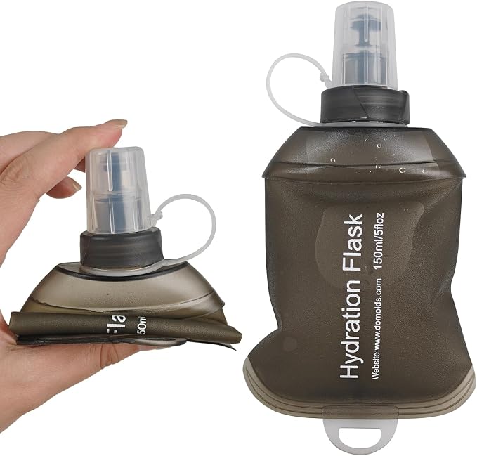 150ML Soft Flask, TPU Collapsible Soft Water Bottle for Hydration Pack, Running Vest, Leak-Proof Folding Water Bottle for Hiking Cycling Climbing Jogging- 1Pcs, Grey by Unknown