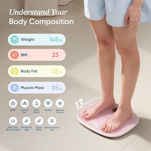 Etekcity Rechargeable Smart Scale for Body Weight, FSA Eligible, Pink | HSA eligible, tracks 13 metrics including BMI, body fat and muscle mass, with Secret Mode and Bluetooth app sync - Image 2