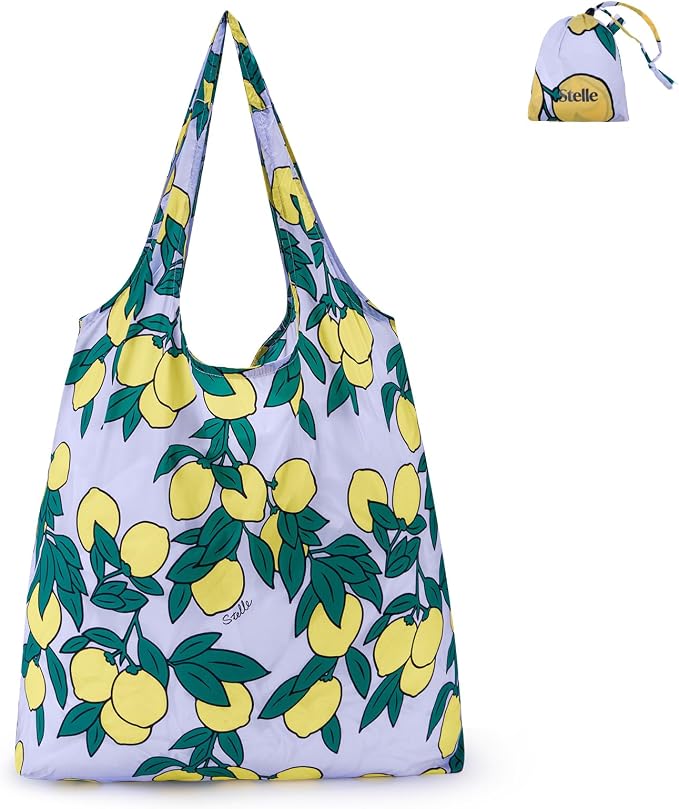 Stelle Lightweight Reusable Grocery Bag with Handles Ripstop Nylon Foldable Tote Shopping Bags for Travel and Groceries by StelleAthletica