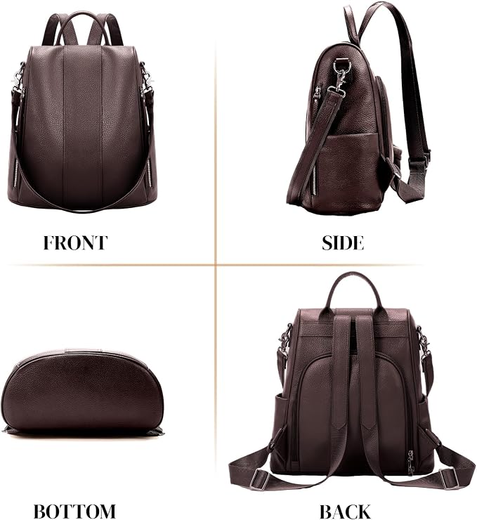 Genuine Leather Backpack Purse for Women Anti-theft Fashion Backpack Bags - Image 6