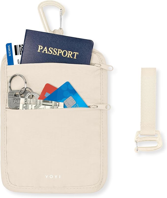 Anti-Theft Belt Waist Travel Wallet Hidden Passport 3-Zone Clip Carabiner | Water-resistant fabric with RFID blocking liner, fits passport, tickets, cards, and cash in 3 zones - Image 2