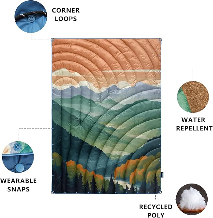 Puffy Camping Blanket,Large Camp Blanket Outdoor Camping Quilt Waterproof | Lightweight Printed Warm Packable Down Alternative Blanket for Camping,Traveling, Stadium, Hiking, Picnics - Image 4