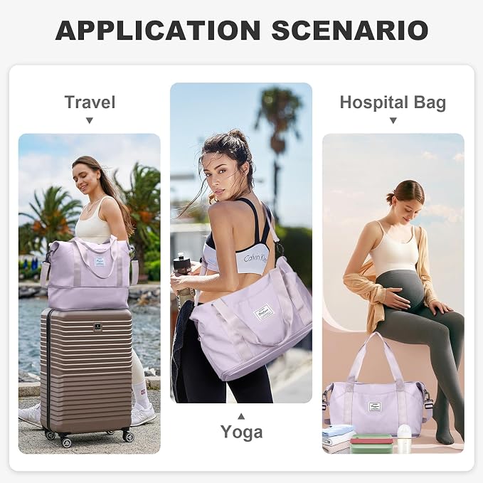 Travel Duffel Bag, Sports Tote Gym Bag, Shoulder Weekender Overnight Bag for Women - Image 3