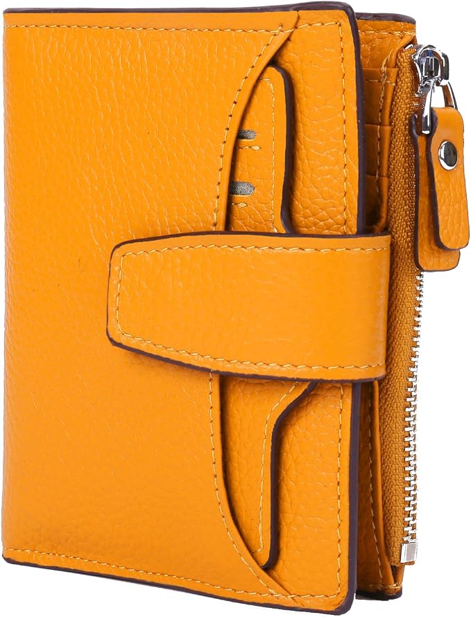 Women's RFID Blocking Leather Small Compact Bi-fold Zipper Pocket Wallet Card Case Purse with id Window - Image 6