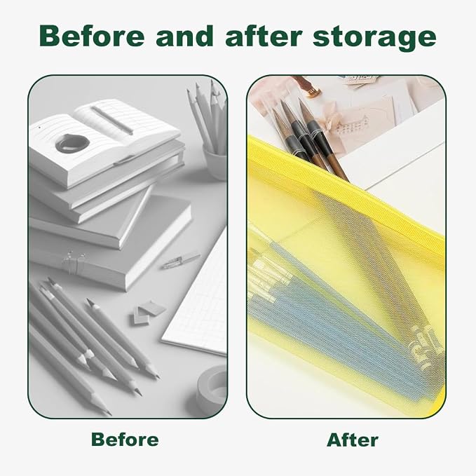 Happyupcity 2PCS Creen Mesh Nylon Storage Bag with Zipper Small Makeup Bag Toothbrush Toothpaste Cosmetic Tools Holder Portable Reusable Pocket for Travel Vacation Business Trip ColorRandom - Image 8