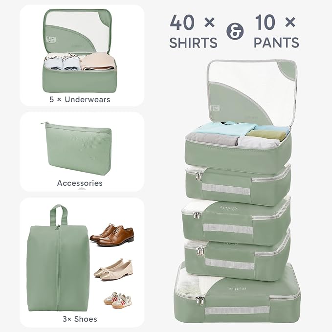 OlarHike 10 Set Packing Cubes for Travel,Gifts for Women Mom,Anti-Tearing Suitcase Organizer,with Over 1000 pcs Mesh Holes,Vacation Essentials & Accessories for Cruise Ship - Image 4