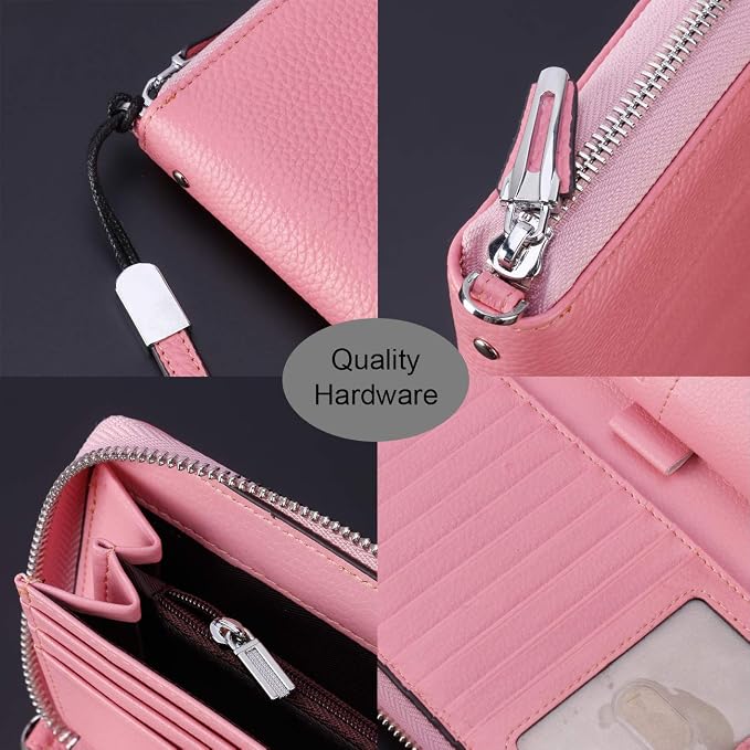 Small Compact Women Wallet RFID Blocking Genuine Leather Bifold Purse with ID Windows - Image 4