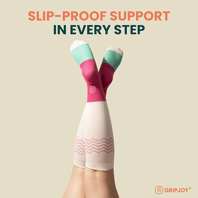 Compression Socks with Grips, 15-20mmHg, Support & Stability for Circulation, Travel, Pregnancy, Nurses - Image 4