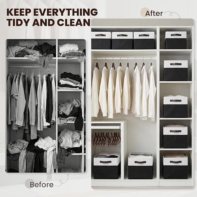 6 Pack Closet Organizers and Storage Bins, Cute Dorm Room Essentials for Clothes Beddings Bags, Under Bed Storage Containers, Apartment Essentials Baskets for Organizing (14L*10W*9.5H) - Image 6