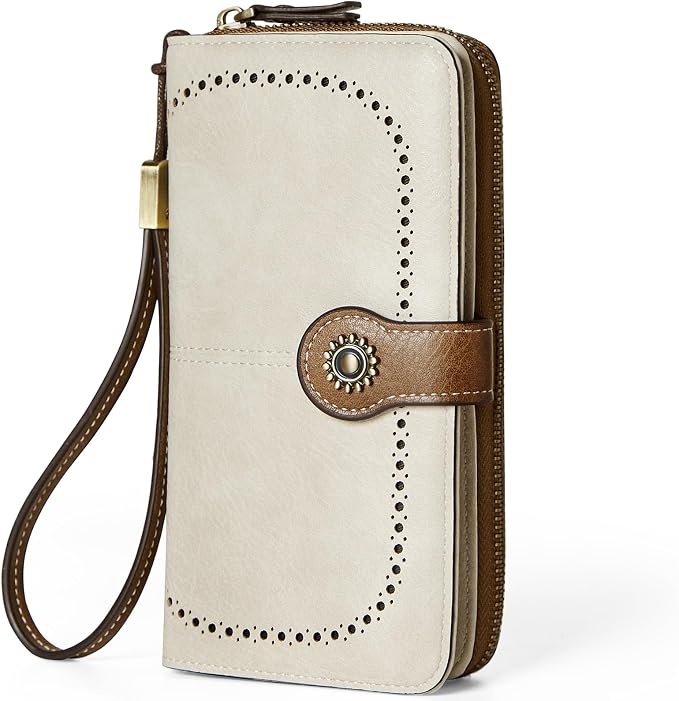 TFKGS Wallet for Women RFID Blocking Leather Large Capacity Card Holder Ladies Phone Clutch Travel Long Purse Wristlet | RFID Blocking by TFKGS