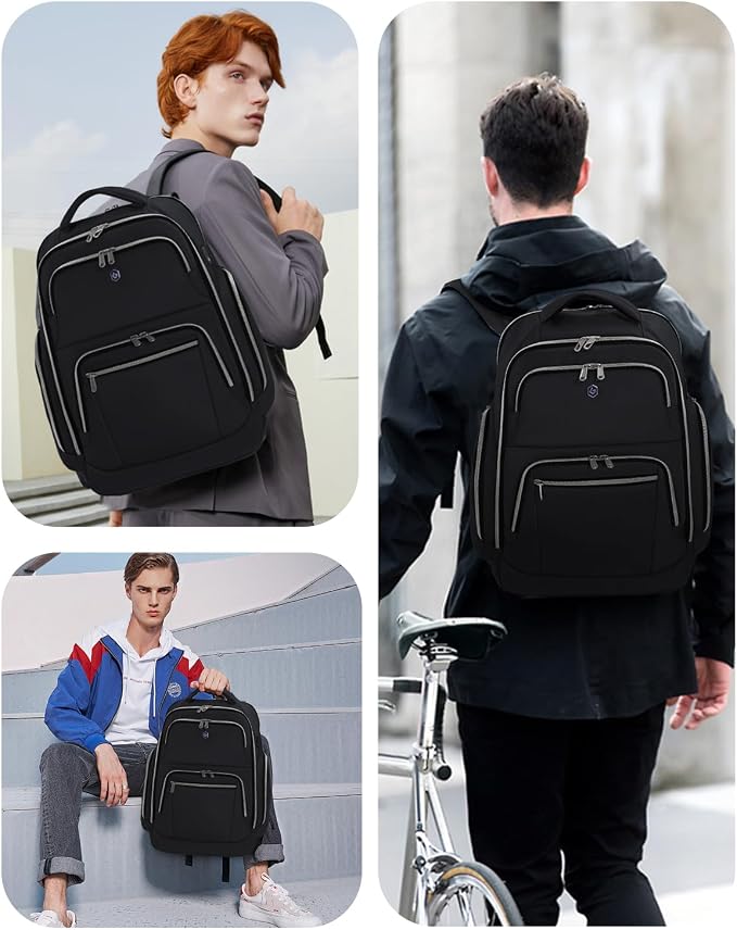 Blue Quartz Laptop Computer Backpack for Men Women,College Backpack fit 16Inch Laptop,Anti Theft Backpack with RFID Blocking,Travel Carry On Backpack,Business Work Pack (Black) - Image 9