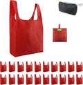 BeeGreen Christmas Red Reusable Shopping Bags Wholesale Reusable Grocery Bags Bulk Foldable-Machine Washable with Zipper Storage Pouch 20 Pieces by BeeGreen