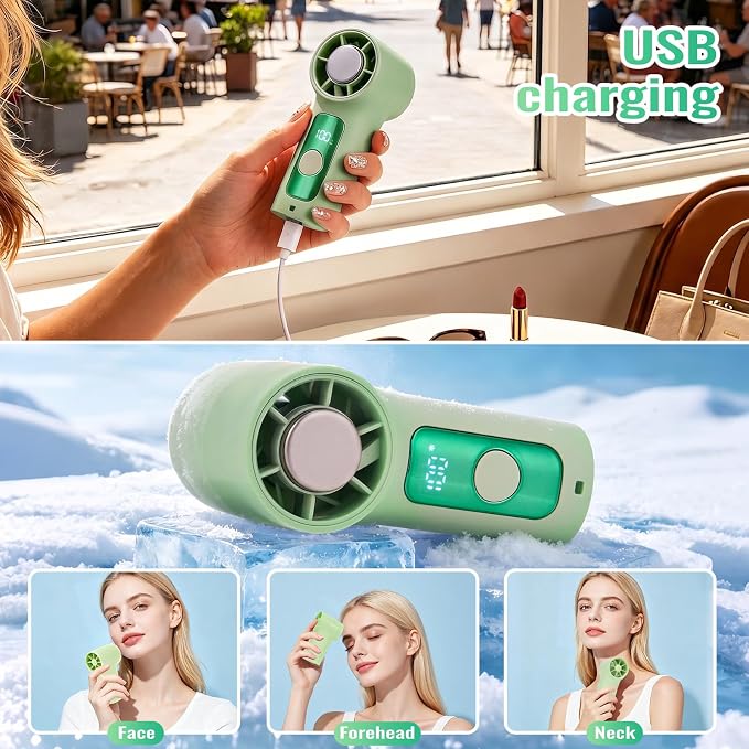 Clip-On Portable Fan Rechargeable Personal Handheld Mini Fan with LED Display Stroller Fan 360° Rotatable Small Bladeless Fan Clip on for Shirt 6-Speed For Outdoor & Travel & Office - Image 6