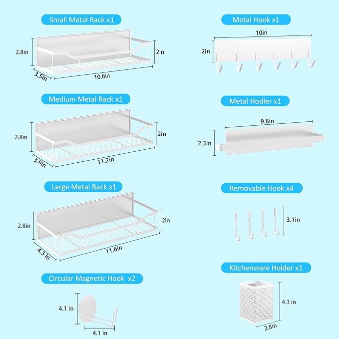 Multifunctional Magnetic Shelf for Washing Machine, Refrigerator, Microwave, Coffee Maker, and Any Metal Surface, Powerful Magnetic Shelves Include Magnetic Paper Towel Holder (8 pcs - White) - Image 2