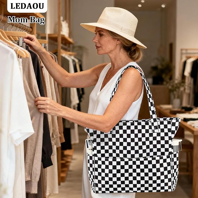 LEDAOU Large Beach Bag for Women, Waterproof Sandproof Tote Bag with Zipper | 36L Pool and Swim bag with Zipper, Wet/Dry pocket and 7 Pockets for Beach Days, Cruises, Vacations and Family travel - Image 2