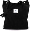 LHMTQVK Corduroy Tote Bags for Women, Large Capacity Tote Purse Reusable Grocery Shoulder Bag with Inner Pockets by LHMTQVK