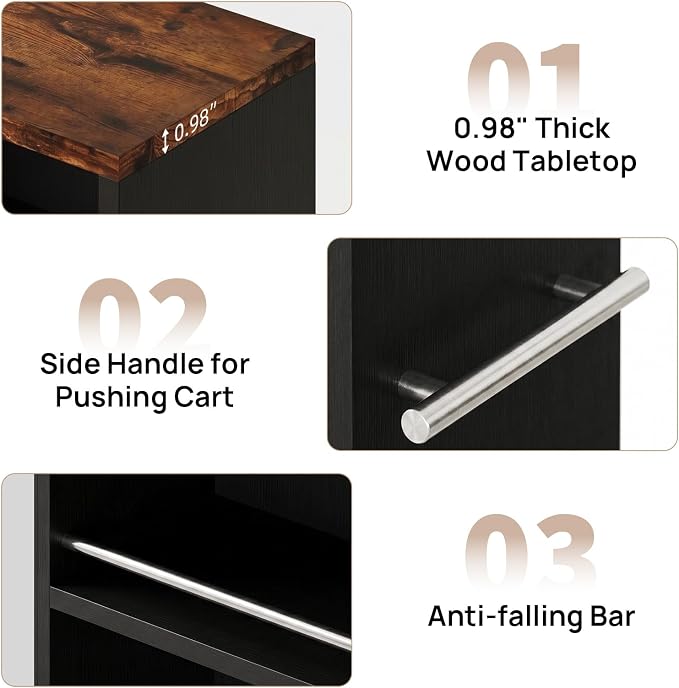 4-Tier Slim Rolling Cart with Wheels, 7.9"W Narrow Storage, Black & Brown | 4 adjustable MDF shelves (20 lbs each), 360° casters + side handle, Fits kitchen, laundry, bathroom & dorm tight gaps - Image 9