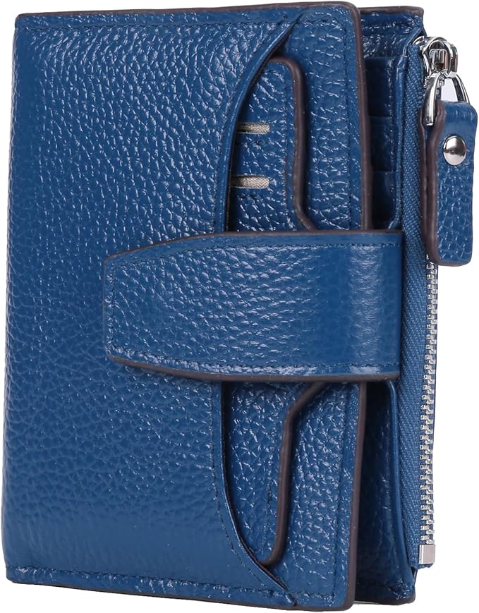 Women's RFID Blocking Leather Small Compact Bi-fold Zipper Pocket Wallet Card Case Purse with id Window - Image 6