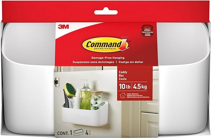 Command Organizing Caddy, 1 Caddy, 4 Large Strips | Command Strips Wall caddy, Tool Free Adhesive Organizer For Cleaning Supplies, Closets, Pantry, Home, And Office by Unknown