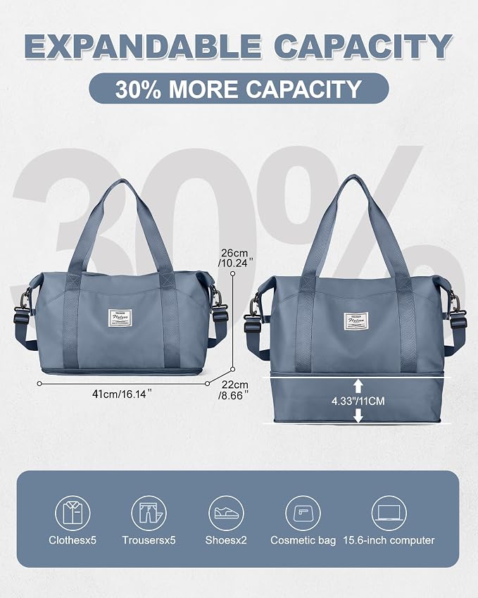 Travel Duffel Bag, Sports Tote Gym Bag, Shoulder Weekender Overnight Bag for Women - Image 2