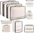 9 Set Packing Cubes Luggage Packing Organizers for Travel Accessories Space Saving Travel Bags for Carry On, Lightweight Mesh Zipper, Clothes, Shoes, Laundry and Shoe Bag, Suitcases (Cream) by Ougrand