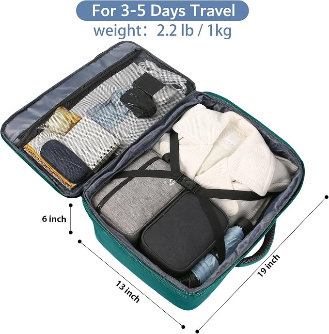 MATEIN Travel Backpack for Men Women, 35L Carry on Backpack for Airplanes | Personal Item, Simple Daypack with Trolley Sleeve, Adjustable Shoulder Strap, Gifts for International Travelers, Peacock Blue - Image 4