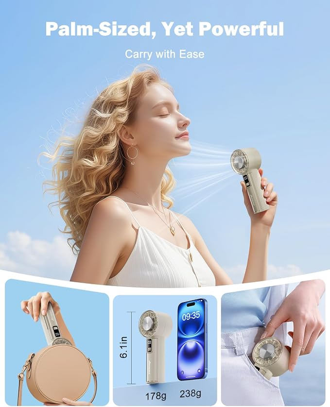 AMACOOL Handheld Fan with Ice Cooler, Mini Portable Fan Rechargeable, 18Hrs Cooling, 0-100 Adjustable Speed, Small Yet Powerful, Personal Hand Fans for Travel, Beach, Outdoor, Makeup, Gifts for Women | Gifts for Mom Her Women Girl, Small Yet Powerful, ... - Image 5