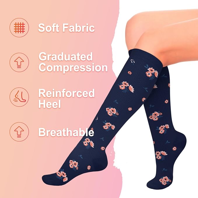4 Pairs Compression Socks for Women Circulation-Best Support for Nurses,Running,Athletic,Travel - Image 5