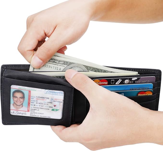 HIMI Wallet for Men-Genuine Leather RFID Blocking Bifold Stylish Wallet With 2 ID Window - Image 6