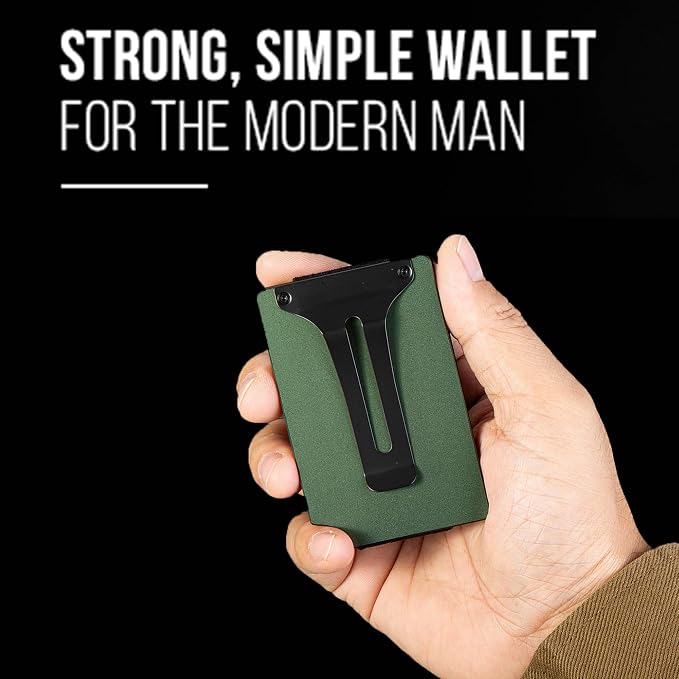 Slim Wallet for Men,RFID Blocking Minimalist Metal Wallet, Money Clip/Cash Holder, Front Pocket Aluminum Credit Card Holder, Ideal Gift for Men,Matt Green - Image 3
