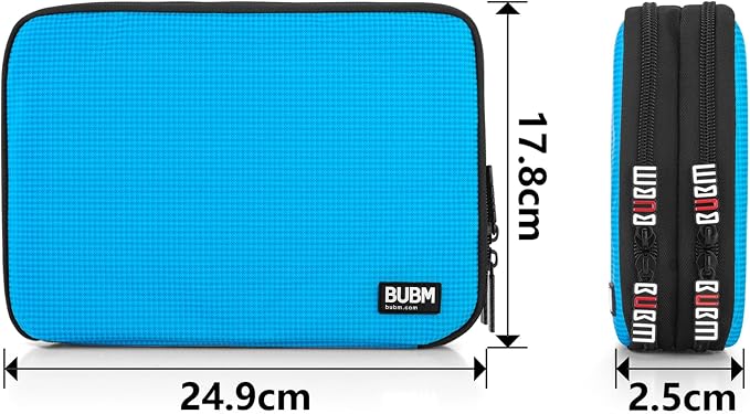 BUBM Double Layer Electronic Accessories Organizer, Travel Gear Bag for Cables, USB Flash Drive, Plug and More, Perfect Size Fits for iPad Mini (Medium, Blue) | Travel Gadget Bag for Cables, USB Flash Drive, Plug and More, Perfect Size Fits for iPad Mini - Image 6